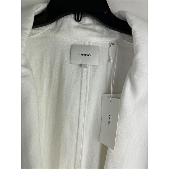 Vince Women's Size L White Belted Cropped Jacket Soft Cotton Long Sleeve NWT 495 - Picture 10 of 12